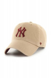 47brand șapcă de baseball din bumbac MLB New York Yankees culoarea bej, cu imprimeu, 47 Brand