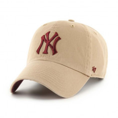 47brand șapcă de baseball din bumbac MLB New York Yankees culoarea bej, cu imprimeu