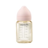 Biberon anti-colici mombella ppsu, 180 ml, cu tetină silicon s - flux lent (0-3 luni) - old rose