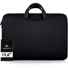 Geanta laptop, Zagatto, 15.6', 41x30x4 cm, Negru, Protectie din spuma groasa de neopren, 2 buzunare exterioanre, Unisex, ZG631