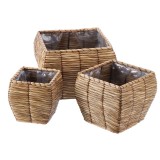 Cumpara ieftin Set 3 ghivece flori fibre naturale maro 18 x 18 x 19 cm, 24,5 x 24,5 x 22 cm, 31 x 31 x 25 cm