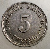 1.524 GERMANIA 5 PFENNIG 1911 D, Europa, Cupru-Nichel