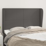 Tablie Pat Gri Piele Eco 147cm cu Aripioare, Reglabila 118-128cm, Design Elegant, Sprijin Lombar
