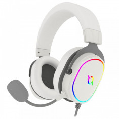 Casti over-ear AQIRYS Altair White, sistem de sunet 7.1 Virtual Surround, cu fir, cu microfon flexibil, interfata USB 2.0 foto