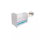 Cumpara ieftin Patut Eurogloria Como cu sertar - Alb cu Albastru + Saltea Cocos 10 cm