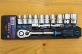 Stecknuss Satz, Nusskasten 1/2 Zoll, 12-teilig, SW 10-24 mm, Knarre 60 Z&auml;hne