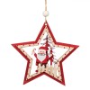 Ornament Brad Crăciun Stea, 10x10cm, Lemn, Roșu, Model Moș Crăciun și Brad, Oem