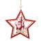 Ornament Brad Crăciun Stea, 10x10cm, Lemn, Roșu, Model Moș Crăciun și Brad