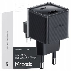 Mcdodo &Icirc;ncărcător Rapid Pentru Telefon Adaptor De Alimentare 2X Usb Usb-C 33W Gan Negru