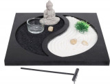 Suport pentru lumanare Buddha yin yang, 23.7x23.7x7 cm, MDF, negru/alb, Excellent Houseware