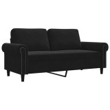 Cumpara ieftin Canapea cu 2 locuri, negru, 140 cm, catifea