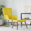 VidaXL Scaun balansoar cu taburet, galben muștar, catifea 327761