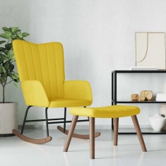 vidaXL Scaun balansoar cu taburet, galben muștar, catifea 327761