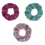 Set Elastice de Păr Textile, Floral, Multicolor, 3 Bucăți, Oem