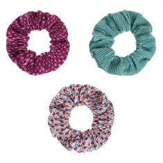 Set Elastice de Păr Textile, Floral, Multicolor, 3 Bucăți