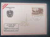 Plic FDC Austria 1982 &ndash; Europa CEPT, Prima cale ferată cu tracțiune animală Linz&ndash;Freistadt&ndash;Česk&eacute; Budějovice, LIBA '82 Vaduz -A45