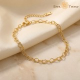 Cumpara ieftin Bratara Inimi Aurii , Bratara dama placata cu 3 straturi de aur 18K Brazilia, cu stanta, 18 cm + prelungire 5 cm