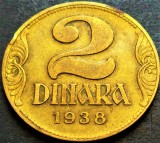 Cumpara ieftin Moneda istorica 2 DINARI / DINARA - YUGOSLAVIA, anul 1938 * cod 892 B, Europa