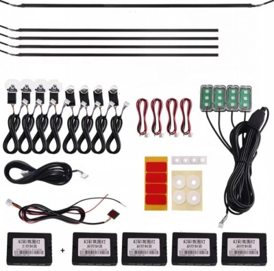 Lumini Ambientale LED interior RGB Acrilice 18 in 1 Fete usi, Bord, Manere, Podea, Control din aplicatie Bluetooth, Banda neon tip El Wire AutoREY&amp;reg; Pr foto