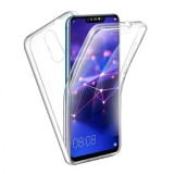 Husa pentru protectie compatibila cu Huawei Mate 20 Lite PC &amp; Glass -360&deg; (fata si spate), transparenta