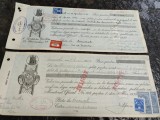 Lot Cambie, Bilet la Ordin,1937, Timbru Sec, semnat Nicolae Ionescu Cristea,rar