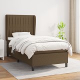 Cumpara ieftin Pat box spring cu saltea, maro &icirc;nchis, 100x200 cm, textil