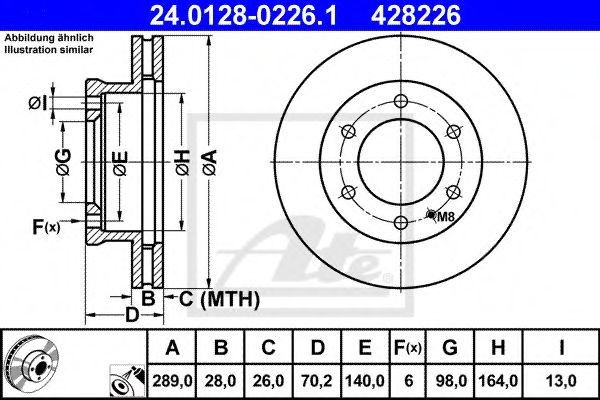 Disc frana MAZDA BT-50 (CD, UN) (2006 - 2016) ATE 24.0128-0226.1