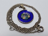 Argint aurit MEDALION STICLA de MURANO manopera EXCEPTIONALA splendid IMPECABIL delicat pe Lant argint aurit