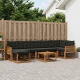 Cumpara ieftin Set de canapele de exterior 8 buc. 7-Locuri Natural si Negru