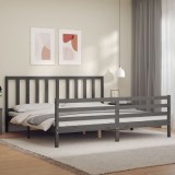 Cumpara ieftin Cadru pat cu tăblie 200x200 cm, gri, lemn masiv