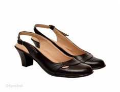 Pantofi dama piele naturala negri cu bareta lucrati manual cod P155 foto