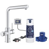 Baterie bucatarie Grohe vento blue pure, pipa l, kit instalare si filtru s-size