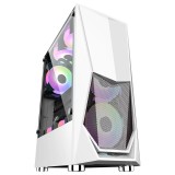 Cumpara ieftin Carcasa 1stPLAYER Gaming DK-3, RGB, Mid-Tower, fara sursa, fara coolere, culoare alba