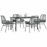 Gossi set de sufragerie de gradina 5 piese sticla poliratan gri