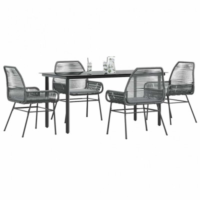 Gossi set de sufragerie de gradina 5 piese sticla poliratan gri foto