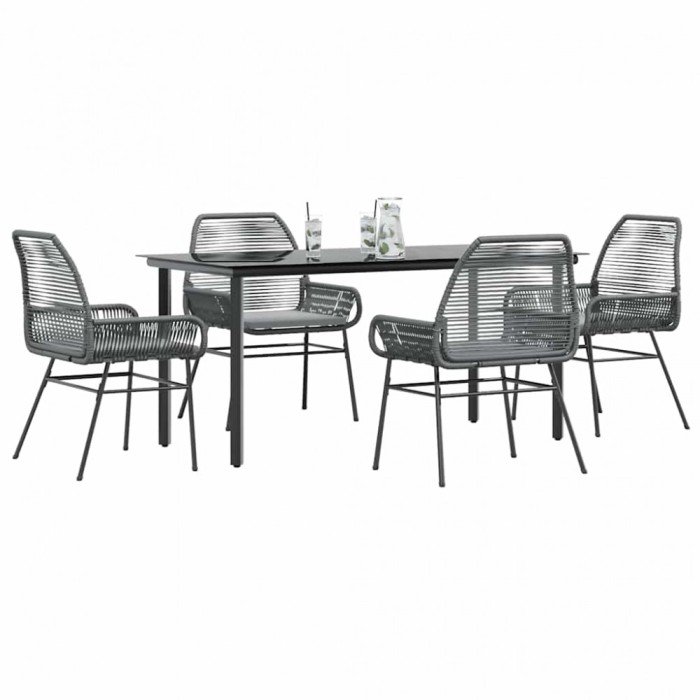Gossi set de sufragerie de gradina 5 piese sticla poliratan gri