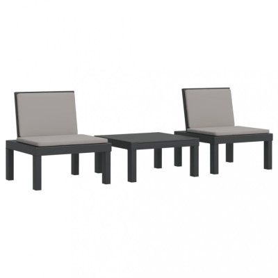 Set mobilier de gradina cu perne, 3 piese, antracit, PP foto