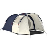 Outsunny Cort tunel 4 persoane, cort de familie cu dormitor și living, ferestre, prelată pentru podea, &icirc;nălțime utilă, 3000 mm coloană de apă | Aosom