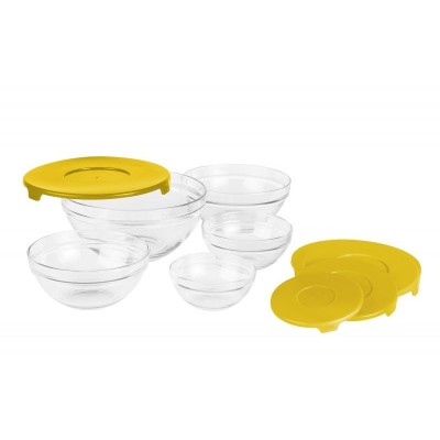 Set boluri Vanora, 140-910 ml, sticla, capac plastic, 5 piese, Galben foto