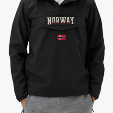 Jacheta barbati cu fermoar in zona gatului si imprimeu cu logo negru L, Negru, L INTL, L (Z200: SIZE (3XSL -->5XL))