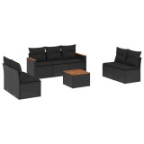 Cumpara ieftin Set mobilier de gradina cu perne, 8 piese, negru, poliratan