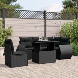 Cumpara ieftin Gossi set mobilier de gradina cu perne, 6 piese, negru, poliratan