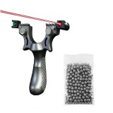 Cumpara ieftin Pachet prastie cu laser si 100 de bile metalice 10 mm, 11.5 cm, cu boloboc, argintiu
