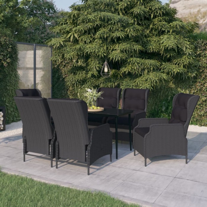 vidaXL Set mobilier pentru grădină, 7 piese, gri &icirc;nchis 3099658