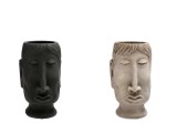 Cumpara ieftin Set 2 ghivece flori ciment negru bej 14,5 x 13,5 x 23 cm