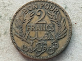 TUNISIA-2 FRANCS 1921, Africa, Bronz-Aluminiu