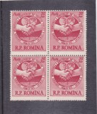 ROMANIA 1955 LP 382 CONFERINTA SINDICALA VIENA BLOC DE 4 TIMBRE MNH