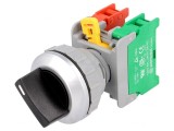 Comutator Rotativ 30mm Negru IP65 2NC 2NO