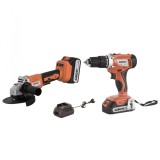 Set polizor unghiular si bormasina cu percutie 18V 2&amp;4Ah BK-AGCDL1, Baukraft 030605