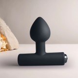 Vibrator Anal NOVA Astryx 16 Moduri Vibratii, Silicon, USB Magnetic, Negru, 9.5 cm